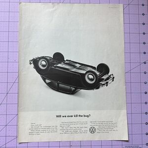 Vintage 1965 Original Magazine Ad Volkswagen VW Will We Ever Kill The Bug